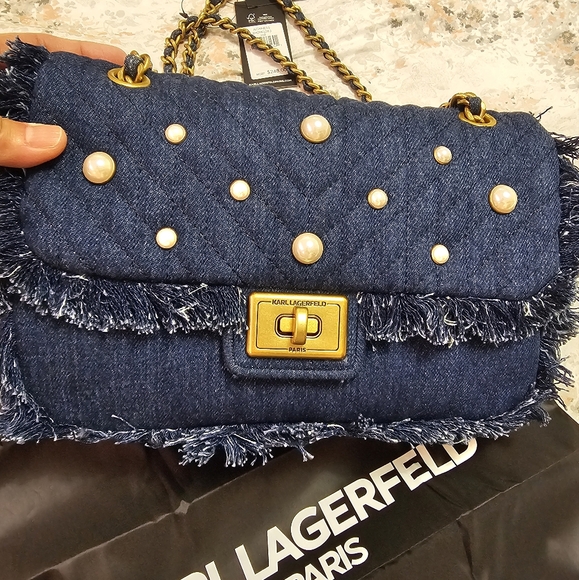 KARL LAGERFELD PARIS  Denim Shoulder Bag - Picture 5 of 9